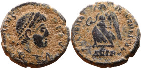 Valens (364-378) Follis . Obverse: DN VALENS PF AVG Pearl-diademed, draped, cuirassed bust right Reverse: SALVS REIPVBLICAE Victory walking left
