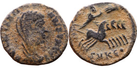 Divus Constantine the Great (307-337 AD). Follis. Obv.: DIV CONSTANTINO AVG, veiled head right. Rev.: emperor, veiled, to right in quadriga, the hand ...