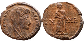 Divus Constantine i (337-340). Follis Obv: DV CONSTANTINVS PT AVGG, veiled head right Rev: No legend, Standing divus emperor