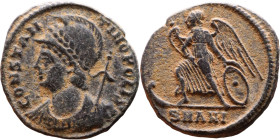 Constantinus I (306-337) Commemoratives Follis. Obverse: CONSTANTINOPOLIS, laureate, helmeted bust of Constantinopolis left, wearing imperial mantle, ...