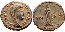 Divus Constantine i (337-340). Follis Obv: DV CONSTANTINVS PT AVGG, veiled head right Rev: No legend, Standing divus emperor