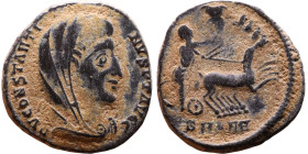 Divus Constantine the Great (307-337 AD). Follis. Obv.: DIV CONSTANTINO AVG, veiled head right. Rev.: emperor, veiled, to right in quadriga, the hand ...