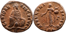 Maximinus II Daia (310-313 AD). Antioch mint. AE Follis. Obv.: GENIO ANTIOCHENI, Tyche seated facing on rock pile; river-god Orontes below. Rev.: APOL...