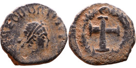 Theodosius II (408-450) Nummus, Obverse: DN THEODOSVS PP AVG. Diademee bust. Reverse: Cross