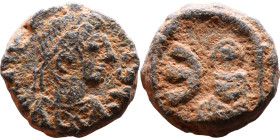 Justin I (518-527) Pentanummium. Obverse: D N IVSTINVS P P AVG, diademed, draped, and cuirassed bust right Reverse: Large E. Tyche figure