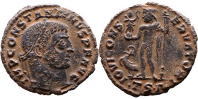 Constantinus I (306-337) follis. Obv: Cuirassed bust of emperor Rev: Jupiter standing left, chlamys across left shoulder, leaning on scepter with eagl...