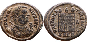 Licinius I (308-324 ) follis. Obv: Laureate Cuirassed bust of Licinius Rev: Campgate