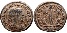 Licinius I (308-324 AD) follis. Obv: Cuirassed bust of Licinius Rev: Jupiter standing left, chlamys across left shoulder, leaning on scepter with eagl...