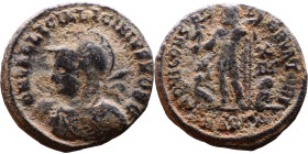 Licinius II (317-324) follis. Obv.: D N VAL LICIN LICINIVS NOB C, helmeted and cuirassed with spear across shoulder and shield bust left. Rev.: IOVI C...