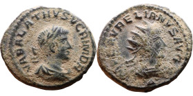 Aurelian and Vabalathus (AD 270-272). Antoninianus. Obv.: VABALATHVS VCRIM DR, laureate, draped and cuirassed bust of Vabalathus facing right. Rev.: I...