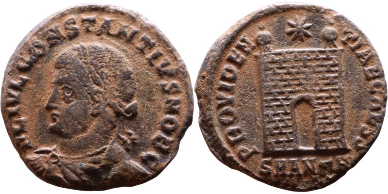 Constantius II (Caesar: 324-337) Follis. Obverse: Laureate, draped, cuirassed bu...
