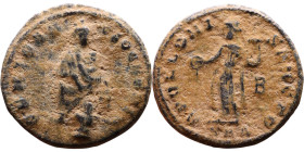 Maximinus II Daia (310-313 AD). Antioch mint. AE Follis. Obv.: GENIO ANTIOCHENI, Tyche seated facing on rock pile; river-god Orontes below. Rev.: APOL...