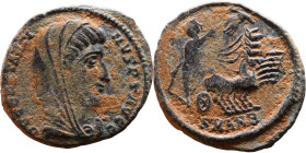 Divus Constantine the Great (307-337 AD). Follis. Obv.: DIV CONSTANTINO AVG, veiled head right. Rev.: emperor, veiled, to right in quadriga, the hand ...