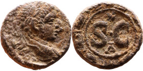 Elagabalus (218-222) Syria: Antioch Obv: Bust of emperor. Rev: Large S C