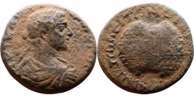 Severus Alexander (222-235) Irenopolis Bronze coin. Obv: Bust of emperor Rev: Agonistic crown; date in legend