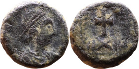 Theodosius II (408-450) Nummus, Obverse: DN THEODOSVS PP AVG. Diademee bust. Reverse: Cross