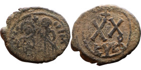 Phocas and Leontia.(602-610) Half Follis Obverse: Standing Phocas and Leonita Reverse: Large XX.