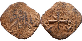 Baldwin II. Follis Edessa. Obverse: Bust of Christ. Reverse: Cross
