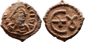 Maurice Tiberius (582-602) Pentanummium Obverse: Diademed Bust of Emperor. Reverse: Large E