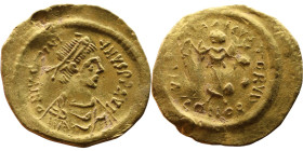 Justinan I (527-565) Tremissis Obverse: D N IVSTINIANVS PP AVG, diademed, draped, and cuirassed bust r. Reverse: . VICTORIA AVGVSTORVM, Victory walkin...