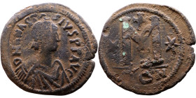 Anastasius I (491-518) Follis. Obverse: DN ANASTASVS PP AVG diademed, draped, and cuirassed bust right Reverse: Large M