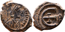 Justinian I (527-565) Pentanummium. Obverse: DN IVSTINIANVS PP AVG, diademed, draped, and cuirassed bust right Reverse: Large E