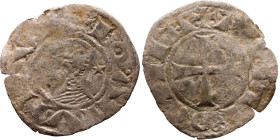 Principality of Antioch. Bohemond III (1163-1201) Denier. Antioch. Obverse: BOAИVHDVS, helmeted and mailed head left; crescent before, star behind Rev...