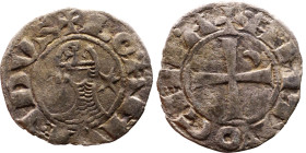 Principality of Antioch. Bohemond III (1163-1201) Denier. Antioch. Obverse: BOAИVHDVS, helmeted and mailed head left; crescent before, star behind Rev...