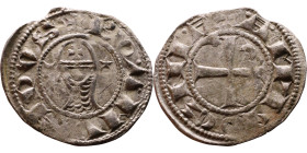 Principality of Antioch. Bohemond III (1163-1201) Denier. Antioch. Obverse: BOAИVHDVS, helmeted and mailed head left; crescent before, star behind Rev...