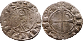 Principality of Antioch. Bohemond III (1163-1201) Denier. Antioch. Obverse: BOAИVHDVS, helmeted and mailed head left; crescent before, star behind Rev...