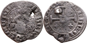 CRUSADERS, Lusignan Kingdom of Cyprus. Peter I. 1359-1369. AR Gros grands Henry enthroned facing, holding sword and globus; bird in left field, cross ...