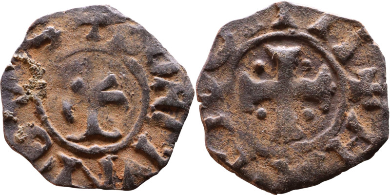 Middle Ages (X-XV century) – Bronze Coin

16mm 0,71g

Artificial sand patina...