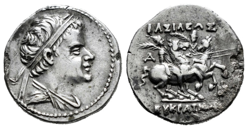Greco-Baktrian Kingdom. Eukratides I Megas. Drachm. 170-145 BC. (Bopearachchi-2C...