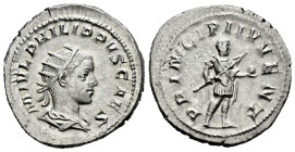 Philip II. Antoninianus. 244-246 AD. Rome. (Ric-IV 216c). (Rsc-54). Anv.: M IVL PHILIPPVS CAES, radiate, draped and cuirassed bust to right. Rev.: PRI...