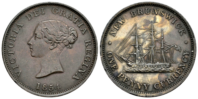 Canada. Victoria. 1 penny. 1854. New Brunswick. (Km-4). Ae. 1525,00 g. Minor nic...