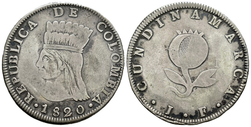 Colombia. 8 reales. 1820. Cundinamarca. JF. (Km-6). (Restrepo-157.1). Ag. 22,05 ...