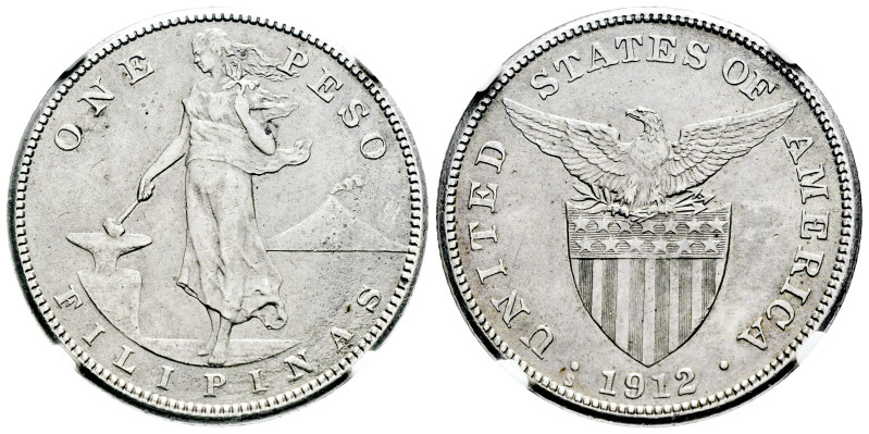 Philippines. 1 peso. 1912 S. San Francisco. S. (Km-172). Ag. Slabbed by NGC as A...