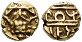 India. Mysore. Kanthirava Narasa & Raja Wodeyar. Fanam. 1632-1662. (Km-A1). (Mitch-910). (Fried-1338). Anv.: Narasimha (Reincarnation of Vishnu). Rev....