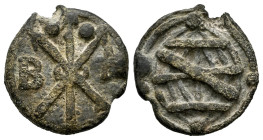 Portuguese India. Dinheiro. Malacca. (Gomes-02.06). Pb. 2,59 g. Choice VF. Est...50,00. 

Spanish description: India Portuguesa. D. Sebastiao I (155...