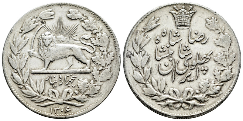 Iran. Reza Shah (1925-1941). 5000 Dinars. SH 1306 (1927). Tehran. (Km-1101). Ag....