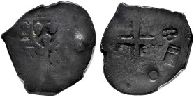 Madura Island. 1/2 real batu. ND (1815). (Km-196.1). Ag. 13,09 g. Countermark of Sumenep, Madura Island applied around 1815 to circulate as 1/2 real b...