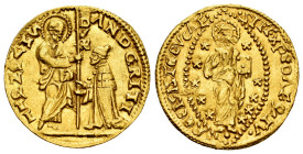 Italy. Venice. Andrea Gritti (1523-1538). Zecchino. (Paolucci-1). (Fried-124). Anv.: AND GRITI / DVX / S M VЄNЄTI. S. Marco standing right, presenting...