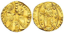 Italy. Venice. Roman Senate. 1 Ducato. 1350-1439. (Fried-2 (Vatican)). (Cni-595). Anv.: + ATOR VRBIS ·· / S·PETRVS. Rev.: + ROMA · CAPVT · MVNDI · SPQ...