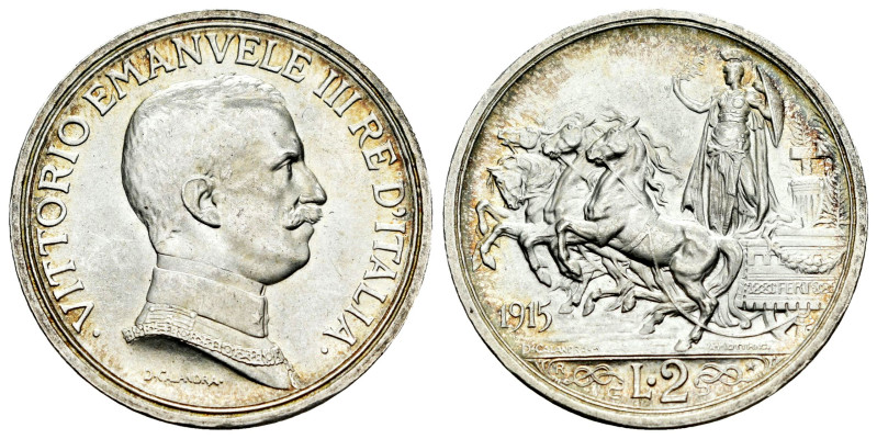 Italy. Vittorio Emanuele III. 2 lire. 1915. Rome. R. (Km-55). (Pagani-738). (Mon...
