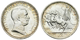 Italy. Vittorio Emanuele III. 2 lire. 1915. Rome. R. (Km-55). (Pagani-738). (Mont-155). Ag. 1000,00 g. Original luster. Mint state. Est...50,00. 

S...
