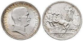 Italy. Vittorio Emanuele III. 2 lire. 1915. Rome. R. (Km-55). (Pagani-740). (Mont-157). Ag. 9,94 g. Lightly toned. Original luster. Slabbed by NGC as ...