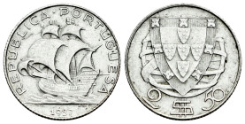 Portugal. 2 1/2 escudos. 1937. (Km-580). (Gomes-30.03). Ag. 3,54 g. Slightly cleaned. Scarce. XF. Est...150,00. 

Spanish description: Portugal. 2 1...
