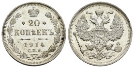 Russia. Nicholas II (1894-1917). 20 kopecks. 1914. Saint Petesburg. СПБ. (Km-Y#22a.1). (Bitkin-116). Ag. 3,57 g. Original luster. XF/AU. Est...50,00. ...