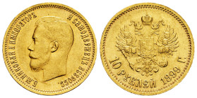 Russia. Nicholas II (1894-1917). 10 roubles. 1899. Saint Petesburg. AГ. (Km-Y64). (Fr-179). Au. 8,59 g. XF. Est...600,00. 

Spanish description: Rus...