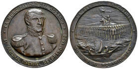 Argentina. Medal. 1898. Ae. 28,51 g. En conmemoración al General Manuel Belgrano. 46 mm. XF. Est...50,00. 

Spanish description: Argentina. Medalla....